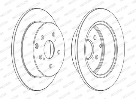 Комплект тормозных дисков (цена за штуку, комплект 2 шт.) задние левая/правая TOYOTA AVENSIS 2.2D 07.05-11.08 FERODO DDF1704C (фото 1)