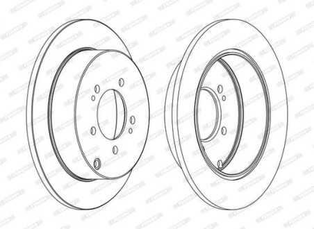 Фото автозапчастини комплект задніх гальмівних дисків лівий/правий CITROEN C4 AIRCROSS, C-CROSSER, C-CROSSER ENTERPRISE; DODGE CALIBER; LANCIA FLAVIA; MITSUBISHI ASX, LANCER VIII, OUTLANDER I, OUTLANDER II 1.6-3.0 05.03- FERODO DDF1737C