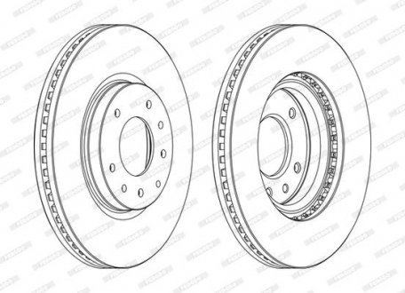 Комплект тормозных дисков (2 шт) передний левый/правый (без болтов) MAZDA CX-7, CX-9 2.2D-3.7 01.07- FERODO DDF1768C