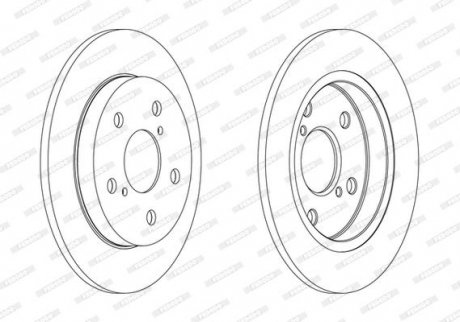 Комплект задних тормозных дисков левая/правая TOYOTA AURIS, COROLLA 1.33-1.8H 11.06-08.19 FERODO DDF1788C (фото 1)