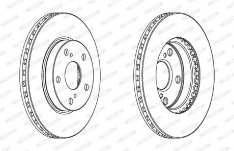 Комплект гальмівних дисків (2 шт.) передні лівий/правий TOYOTA AURIS, COROLLA 1.33-1.8 10.01-08.19 FERODO DDF1789C (фото 1)