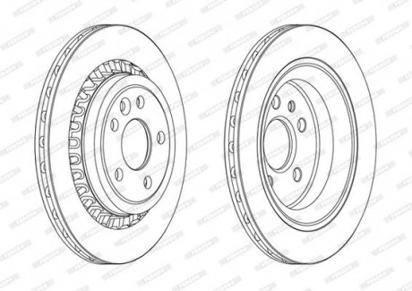 Комплект тормозных дисков (цена за штуку, комплект 2 шт.) задние левая/правая VOLVO XC60 I 2.0-3.2 05.08-12.17 FERODO DDF1802C (фото 1)