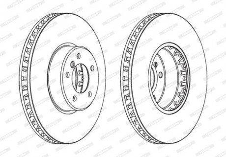 Тормозной диск передний левый/правый BMW 5 (E60), 5 (E61), 6 (E63), 6 (E64) 3.0D/4.0/4.8 09.04-12.10 FERODO DDF1867C-1 (фото 1)