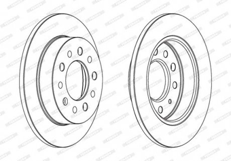 Комплект тормозных дисков (цена за штуку, комплект 2 шт.) задние левая/правая HYUNDAI COUPE II, TIBURON 1.6/2.0/2.7 01.01-08.09 FERODO DDF1955 (фото 1)