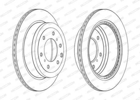 Фото автозапчастини комплект задніх гальмівних дисків лівий/правий MITSUBISHI PAJERO IV 3.2D/3.8 10.06- FERODO DDF1965C
