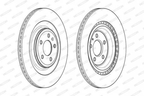 Комплект тормозных дисков задний левый/правый AUDI A6 C7, A7, A8 4.0-6.3 11.09-09.18 FERODO DDF1990C (фото 1)