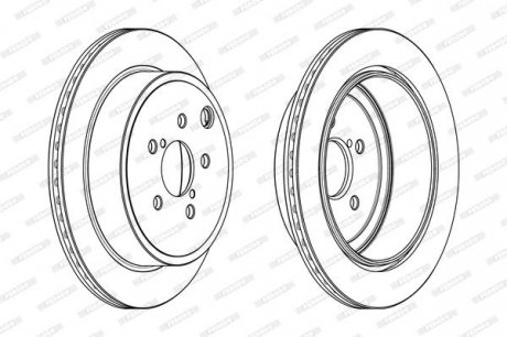 Комплект задних тормозных дисков левая/правая SUBARU BRZ, LEGACY V, OUTBACK; TOYOTA GT 86 2.0/2.0D/2.5 09.09- FERODO DDF2141C (фото 1)