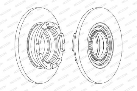 Комплект тормозных дисков (цена за штуку, комплект 2 шт.) задние левая/правая FORD TOURNEO CUSTOM V362, TRANSIT CUSTOM V362, TRANSIT V363 1.0H-2.2D 04.12- FERODO DDF2472 (фото 1)