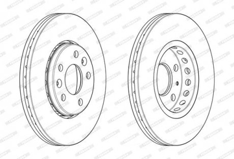 Комплект тормозных дисков (цена за штуку, комплект 2 шт.) передние левая/правая FIAT TALENTO; NISSAN NV300; OPEL VIVARO B; RENAULT TRAFIC III 1.6D/2.0D 05.14- FERODO DDF2507C (фото 1)