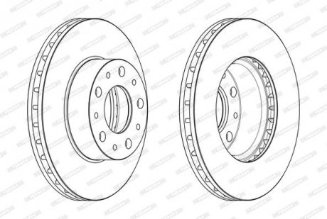 Комплект тормозных дисков (цена за штуку, комплект 2 шт.) передние левая/правая CITROEN JUMPER; FIAT DUCATO; PEUGEOT BOXER 2.0D-3.0D 07.06- FERODO DDF2659 (фото 1)