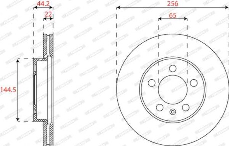 Фото автозапчасти диск гальмівний (передній) Audi A1/Seat Ibiza/VW Polo 17- (256x22) PRO FERODO DDF2663C