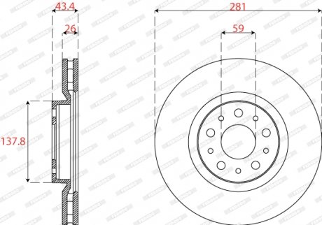 Комплект гальмівних дисків (2 шт.) FIAT TIPO 1.3D-1.6D 10.15-10.20 FERODO DDF2776C (фото 1)