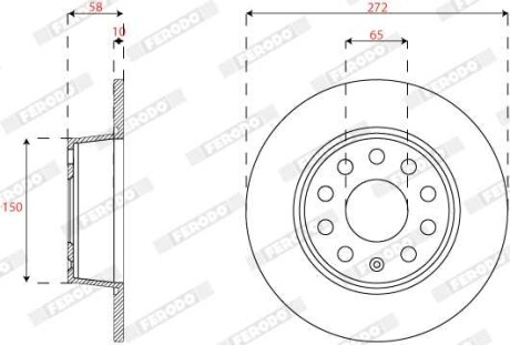 Фото автозапчасти диск гальмівний (задній) Audi Q2/Skoda Karoq/Octavia 18- (272x10) PRO FERODO DDF2825C