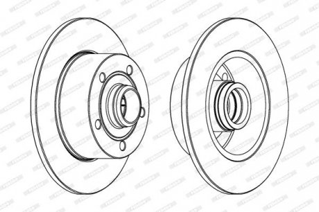 Фото автозапчасти тормозной диск задний левая/правая (без кольца АБС; со штифтом крепления колеса) AUDI A4 B5 1.6-2.8 11.94-09.01 FERODO DDF830C-1