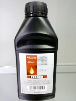 Фото автозапчасти тормозная жидкость Synthetic DOT4 0,5L 1ящ.=24шт. FERODO FBX050