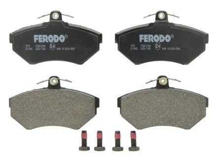 Комплект тормозных колодок передний (с направляющими винтами тормозного суппорта) AUDI A4 B5; SEAT CORDOBA; Volkswagen PASSAT B5 1.6-1.9DH 11.94-10.02 FERODO FDB1289