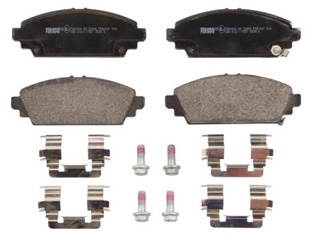 Комплект тормозных колодок передний (с аксессуарами; с направляющими винтами тормозного суппорта) HONDA ACCORD VI, CIVIC VII 1.6/1.7D/2.0 10.98-09.05 FERODO FDB1601 (фото 1)
