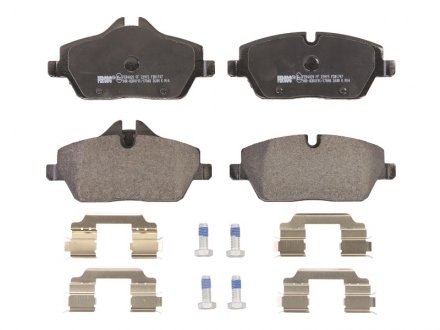 Комплект гальмівних колодок передній (з аксесуарами; з напрямними гвинтами гальмівного супорта) BMW 1 (E81), 1 (E82), 1 (E87), 1 (E88) 1.6/2.0/2.0D 06.04-12.13 FERODO FDB1747 (фото 1)
