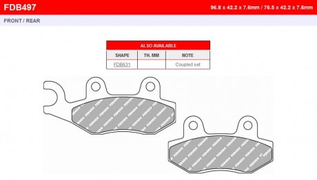 Фото автозапчасти тормозные колодки FERODO FDB497SM