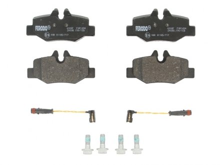Комплект тормозных колодок задний (с аксессуарами; с направляющими винтами тормозного суппорта) MERCEDES VIANO (W639), VITO / MIXTO (W639), VITO (W639) 2.0D-Electric 09.03- FERODO FVR1494 (фото 1)
