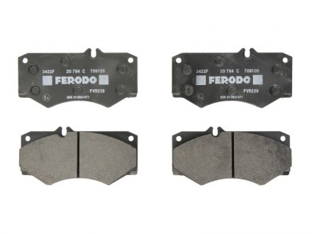Комплект тормозных колодок передний MERCEDES G (W460), G (W461), G (W463), MB (W631), T1 (601), T1 (601, 611), T1 (602), T1 (B601), T1 (B602), T1/TN, T2/L, T2/LN1, OH 2.2-7.2D 01.68- FERODO FVR239 (фото 1)