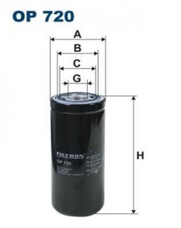 Масляный фильтр; Гидрофильтр, автоматическая коробка передач; Фильтр, Гидравлическая система привода рабочего оборудования FILTRON OP 720