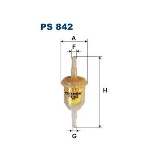 Фото автозапчастини паливний фільтр FENDT 300, 800, 900; MERCEDES /8 (W114); VOLVO 140, 240; ALFA ROMEO 75; ARO 10; AUDI 80 B1; AUSTIN MAESTRO; BMW 1502-2002 (E10), 3 (E21), 3 (E30), 5 (E12), 5 (E28) 0.6-7.8D 04.64- FILTRON PS 842