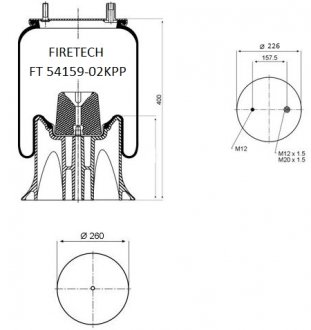 4159NP09 Ресора пневматична з пластиковим стаканом FIRETECH FT 54159-02 KPP