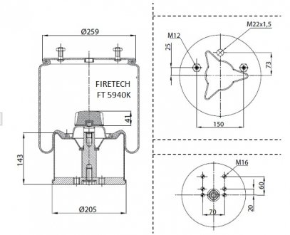 940MB рессорная пневматическая с металлическим стаканом 0542940910 FIRETECH FT 5940 K