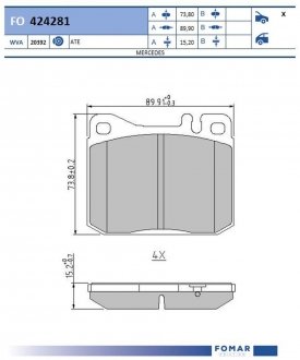 Фото автозапчасти колодки гальмівні дискові FOMAR 424281