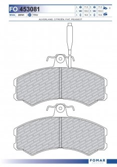 Фото автозапчасти колодки тормозные, передние ALFA ROMEO / CITROEN / FIAT / PEUGEOT FOMAR 453081