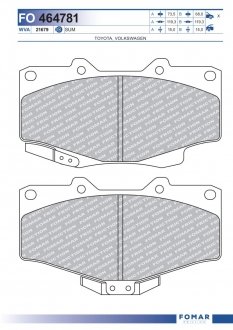Фото автозапчастини колодки гальмівні дискові FOMAR 464781