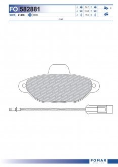 Колодки гальмівні передні дискові FIAT PANDA 03-12, PUNTO CLASSIC 03-10 FOMAR 582881 (фото 1)