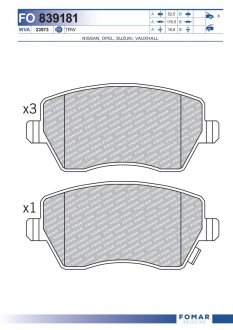 Фото автозапчасти колодки гальмівні дискові (комплект 4 шт) FOMAR 839181