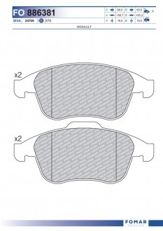 Фото автозапчастини колодки гальмівні дискові FOMAR 886381