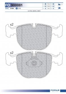 Фото автозапчасти колодки гальмівні дискові FOMAR 900081 (фото 1)
