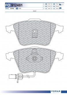 Фото автозапчастини колодки гальмівні дискові FOMAR 912481