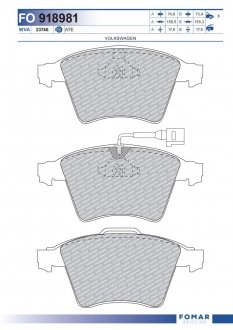 Фото автозапчасти колодки тормозные перед. VW T5 1.9/2.5TDI 03 - [17) FOMAR 918981