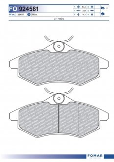 Фото автозапчастини колодки гальмівні дискові FOMAR 924581