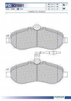 Фото автозапчасти колодки гальмівні дискові FOMAR 931081