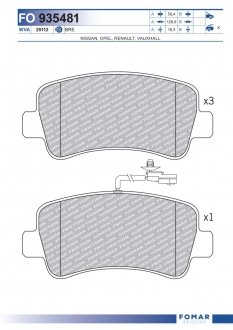 Фото автозапчастини колодки гальмівні дискові FOMAR 935481