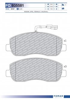 Фото автозапчастини колодки гальмівні дискові FOMAR 935581