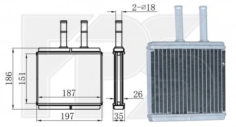 Фото автозапчастини радіатор пічки FPS FP 17 N15 (фото 1)