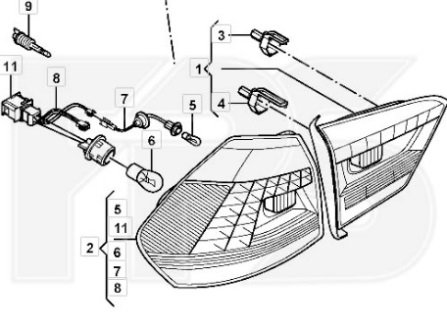 Фото автозапчасти левый фонарь VOLKSWAGEN PASSAT B8 USA FPS FP 7442 F1-P (фото 1)