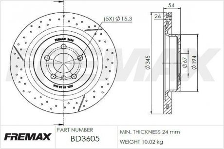 Гальмівний диск FREMAX BD3605 (фото 1)