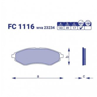 Фото автозапчасти колодка торм. Lacetti, Nexia 16V, Lanos 1,6, Nubira I, II, Leganza, Tacuma передн. FRICO FC 1116