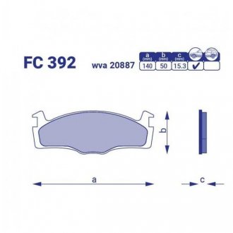 Колодка торм. Seat Cordoba, Ibiza; VW Golf I, II, Jetta, Passat (H - 15,3 мм) передн. FRICO FC 392