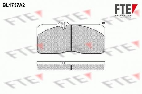 Комплект тормозных колодок задняя/передняя MAN L 2000 4.6D/6.9D 10.93- FTE BL1757A2 (фото 1)