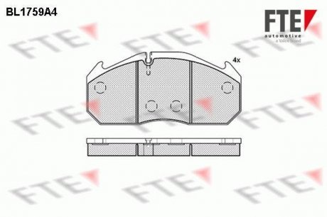 Комплект тормозных колодок, дисковый тормоз FTE BL1759A4 (фото 1)
