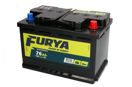 Акумулятор 12V 76Ah/720A (P+ стандартний полюс) 278x175x190 B13 - ніжка висотою 10,5 мм (стартер) FURYA BAT76/720R/FURYA